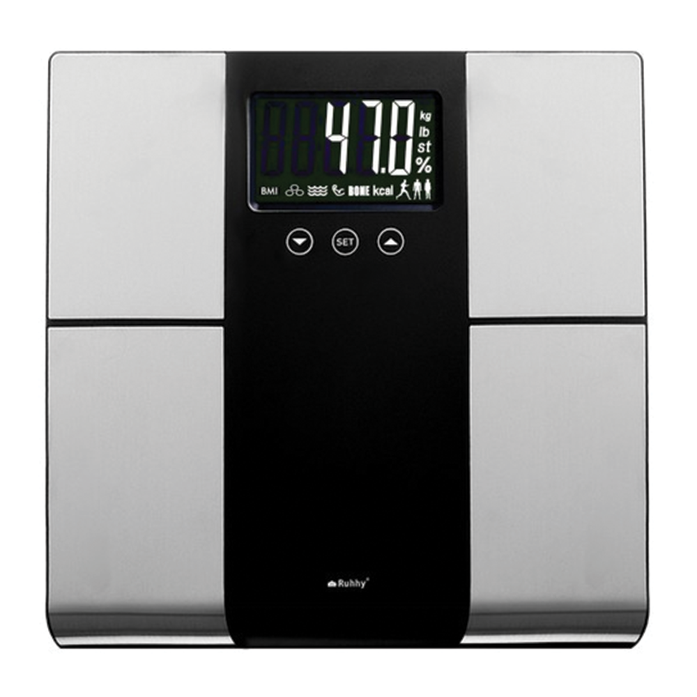 Analytická osobní váha 225 kg, BMI, stříbrná