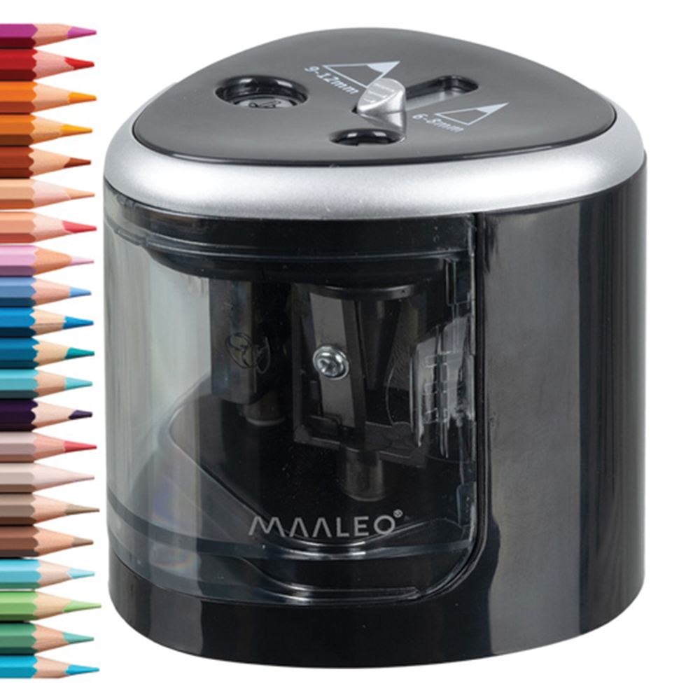 Stolní elektrické ořezávátko, na 2 tužky, černé