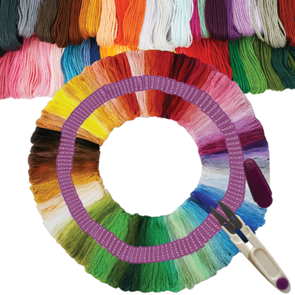 Sada barevných vyšívacích nití 150 ks × 8 m
