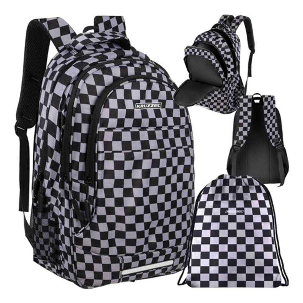 Školní batoh 30 l, šachovnicový 2 v 1