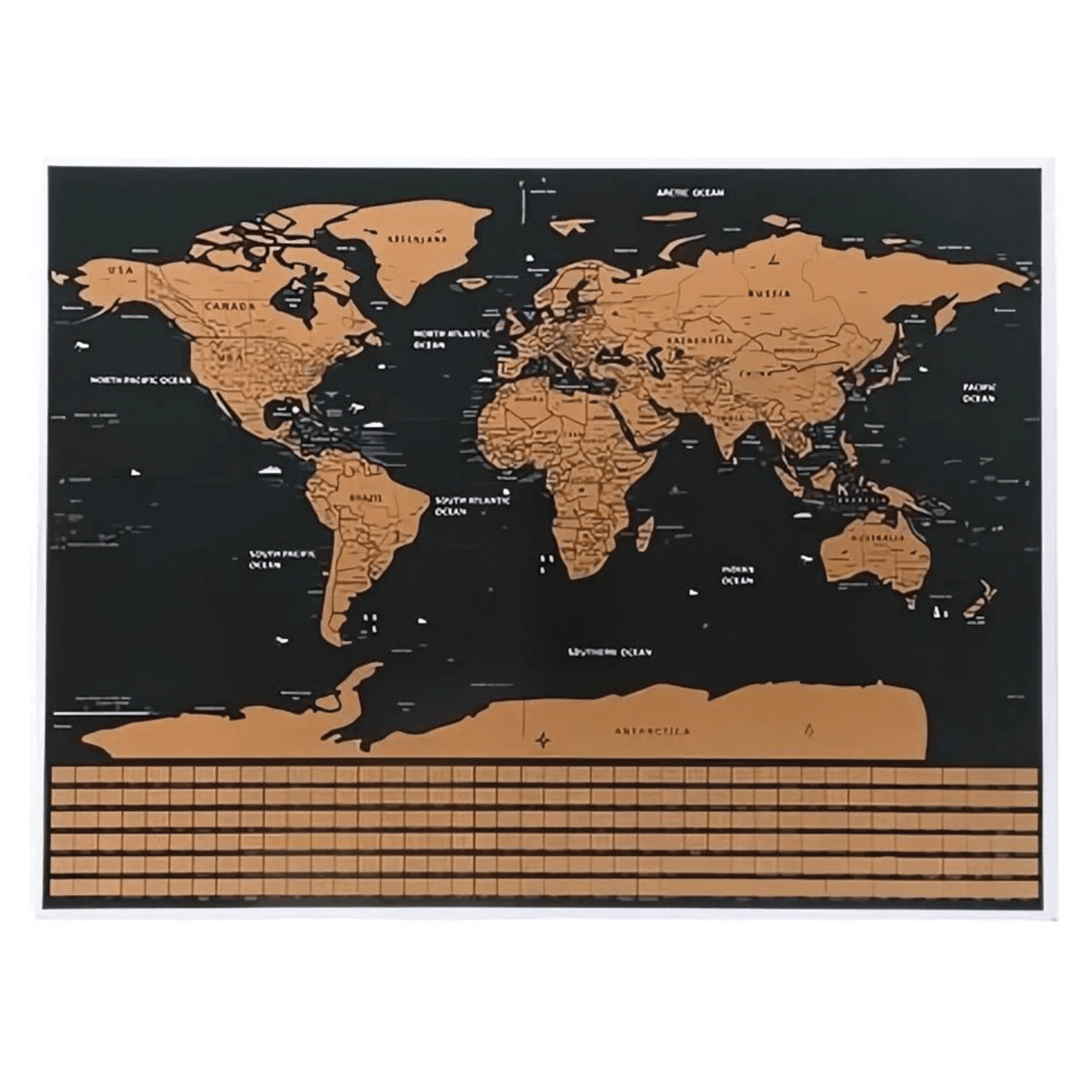 Velká Stírací mapa světa s vlajkami 82 × 59 cm + příslušenstvím
