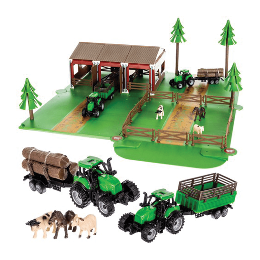 Farma k sestavení s kovovým traktorem a zvířátky 102 dílků