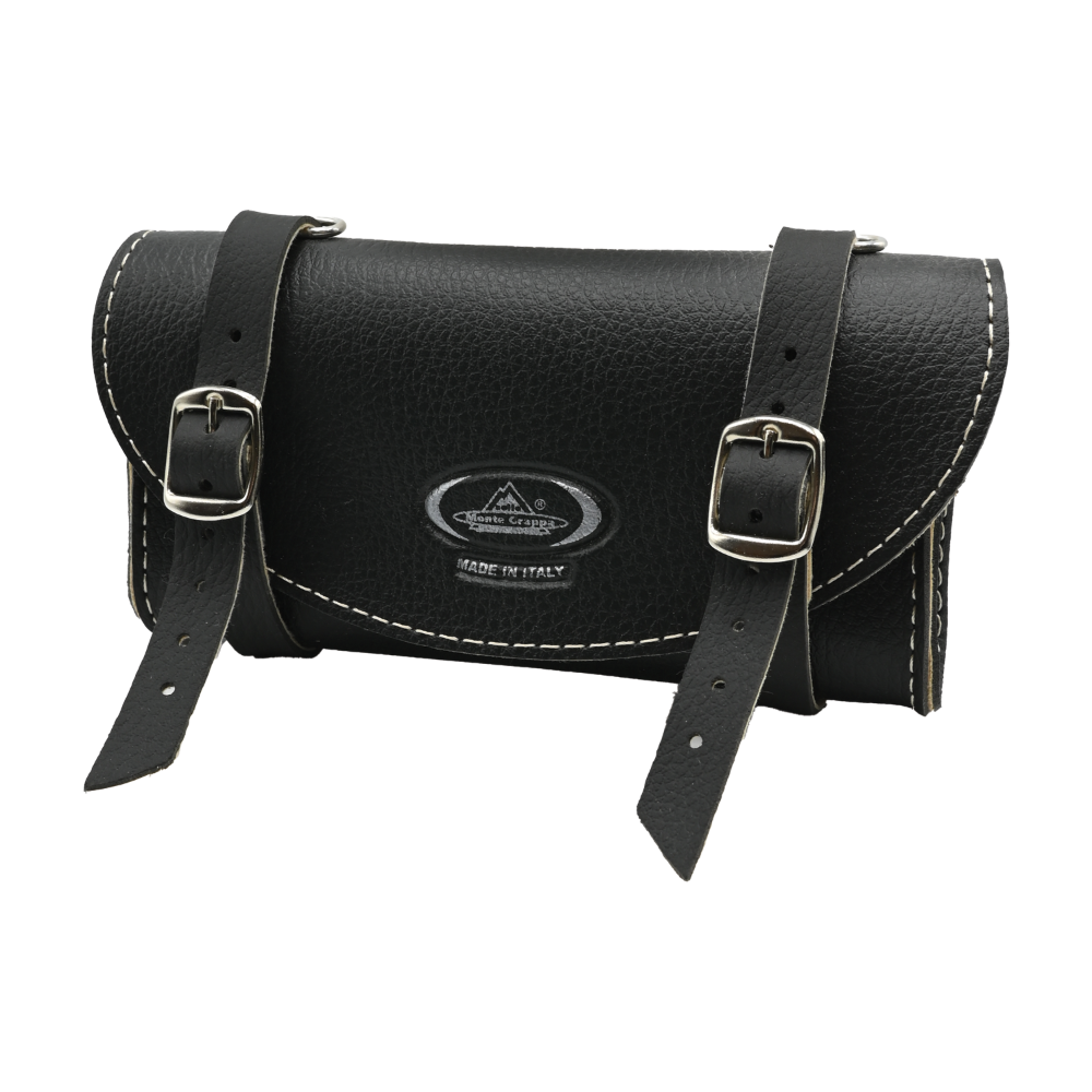 Brašna pod sedlo kožená - retro, černá